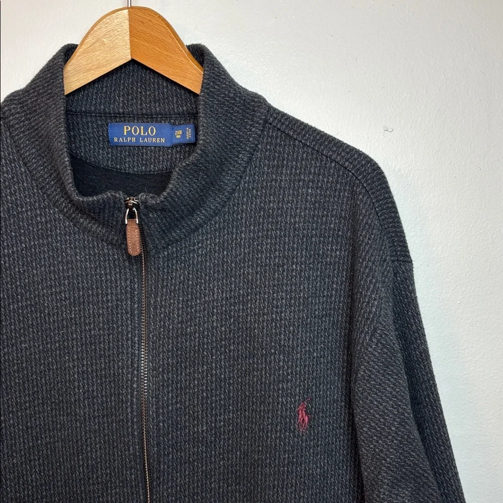 Polo Ralph Lauren Men’s 2XB‎ Knit Full Zip Cardigan Sweater Gray Big Preppy